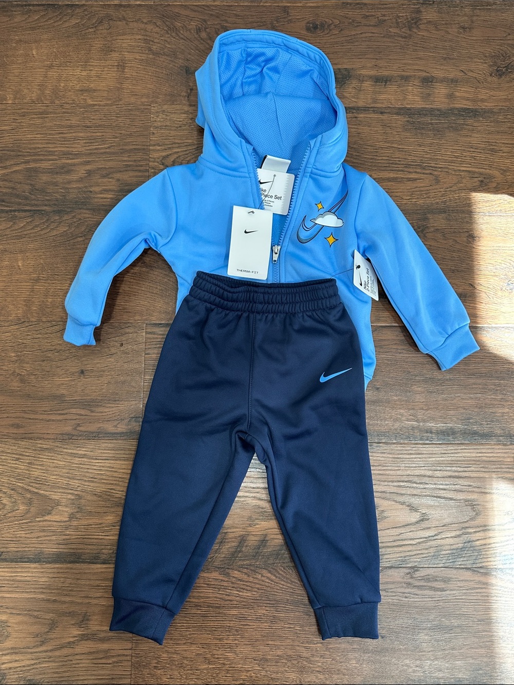 Nike Light Blue Hoodie with Navy Joggers Set 18 month